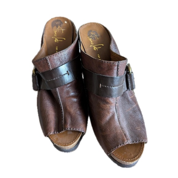 franco sarto the artists collection leather wood wedge heel  size 10 - Picture 8 of 9